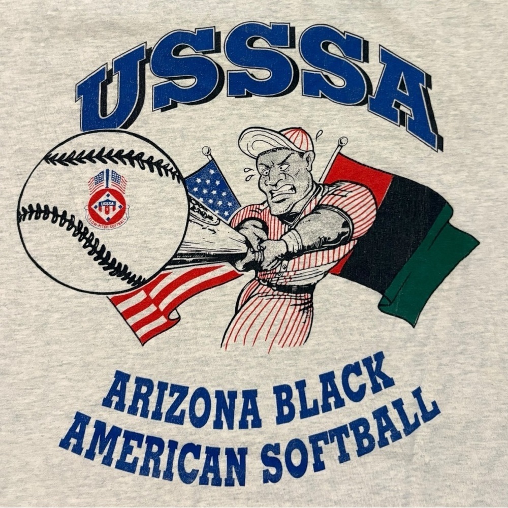 90s Black American Softball Tee - Picture 3 of 4